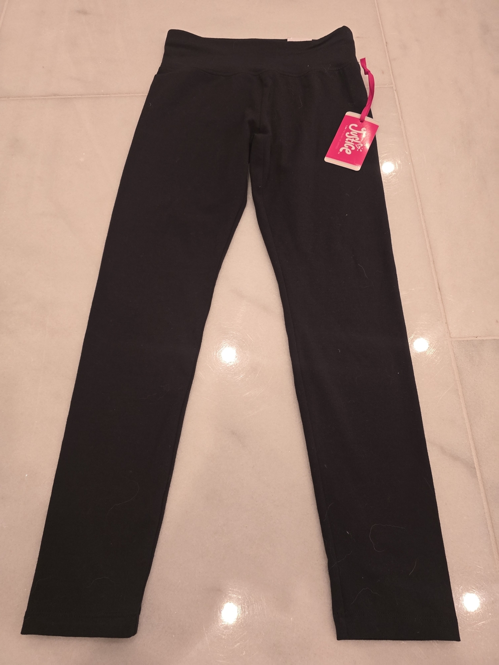 Justice Black Girls' Leggings with Pink Brand Tag